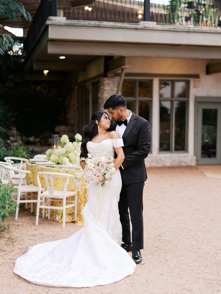 Romantic ceremony moment at Villa Antonia with lush florals by Truth & Blooms, planning by Simply XO Events, photographed by Kelsey Applebaum