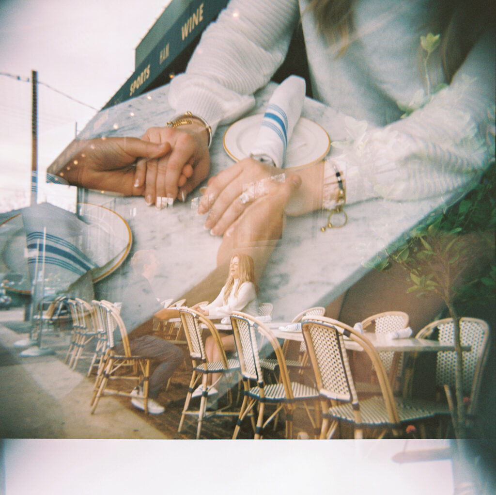 engagement session on the iconic south congress on film bride and groom walking