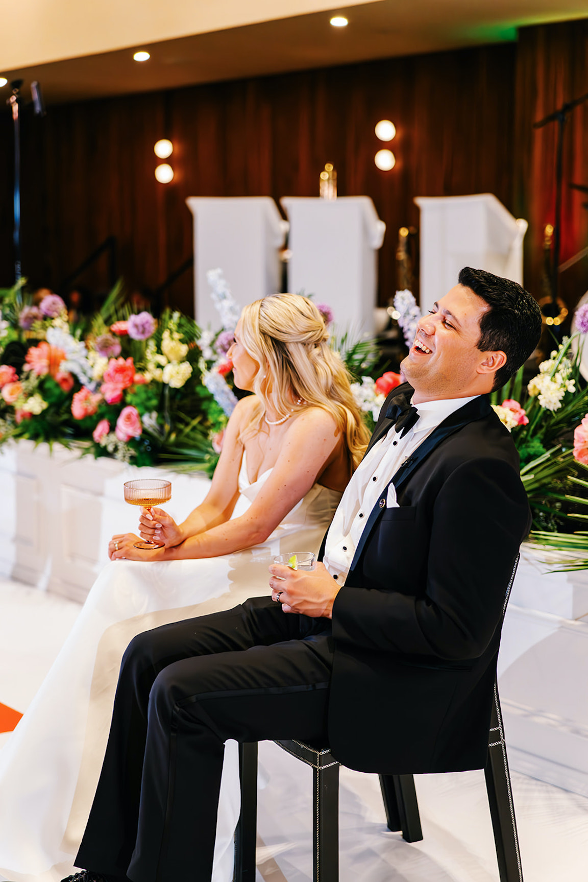toasts to the bride and groom at wedding at the austin proper
