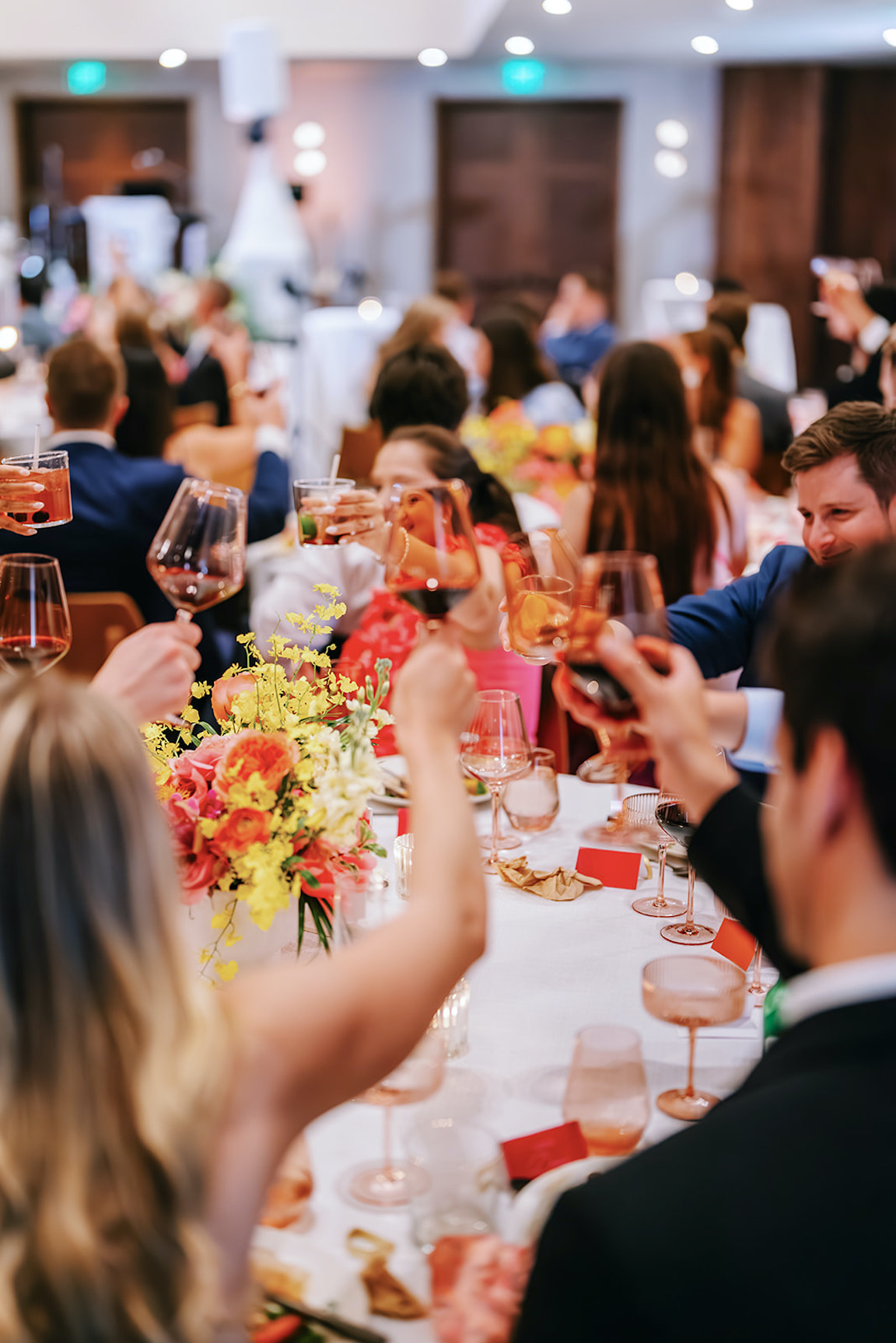 toasts to the bride and groom at wedding at the austin proper