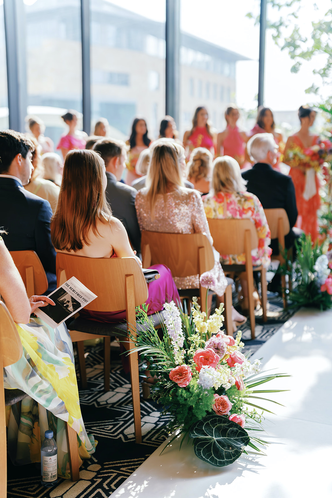 lush floral ceremony for a wedding at the austin proper