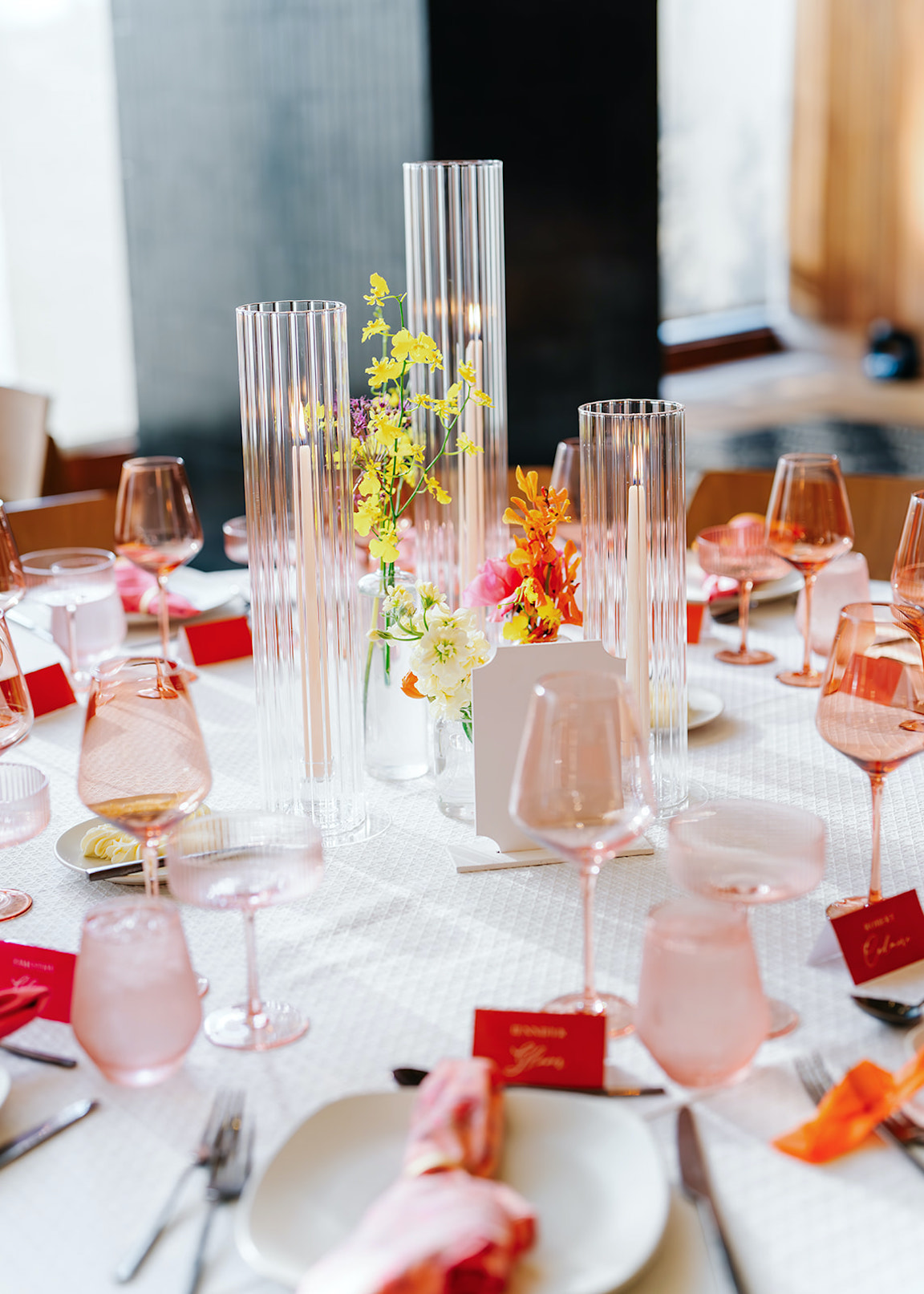 lush vibrant flowers for a wedding at the austin proper reception details