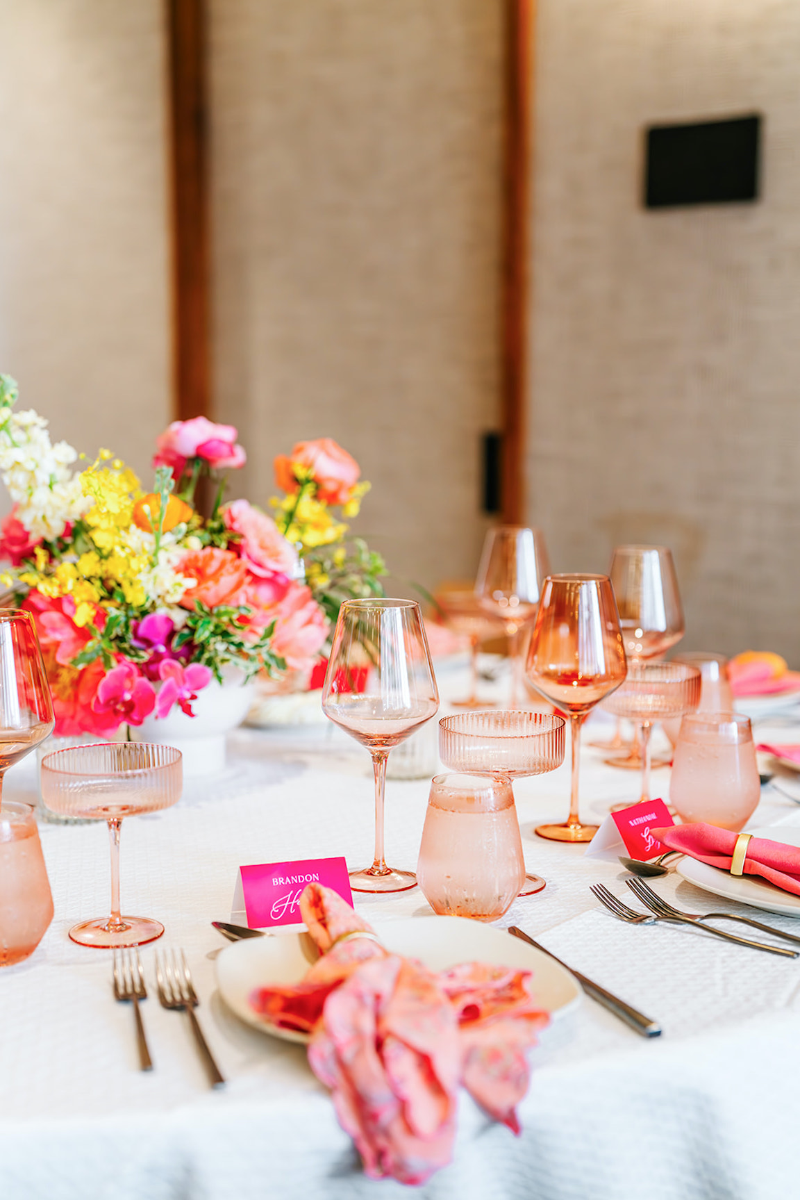 lush vibrant flowers for a wedding at the austin proper reception details