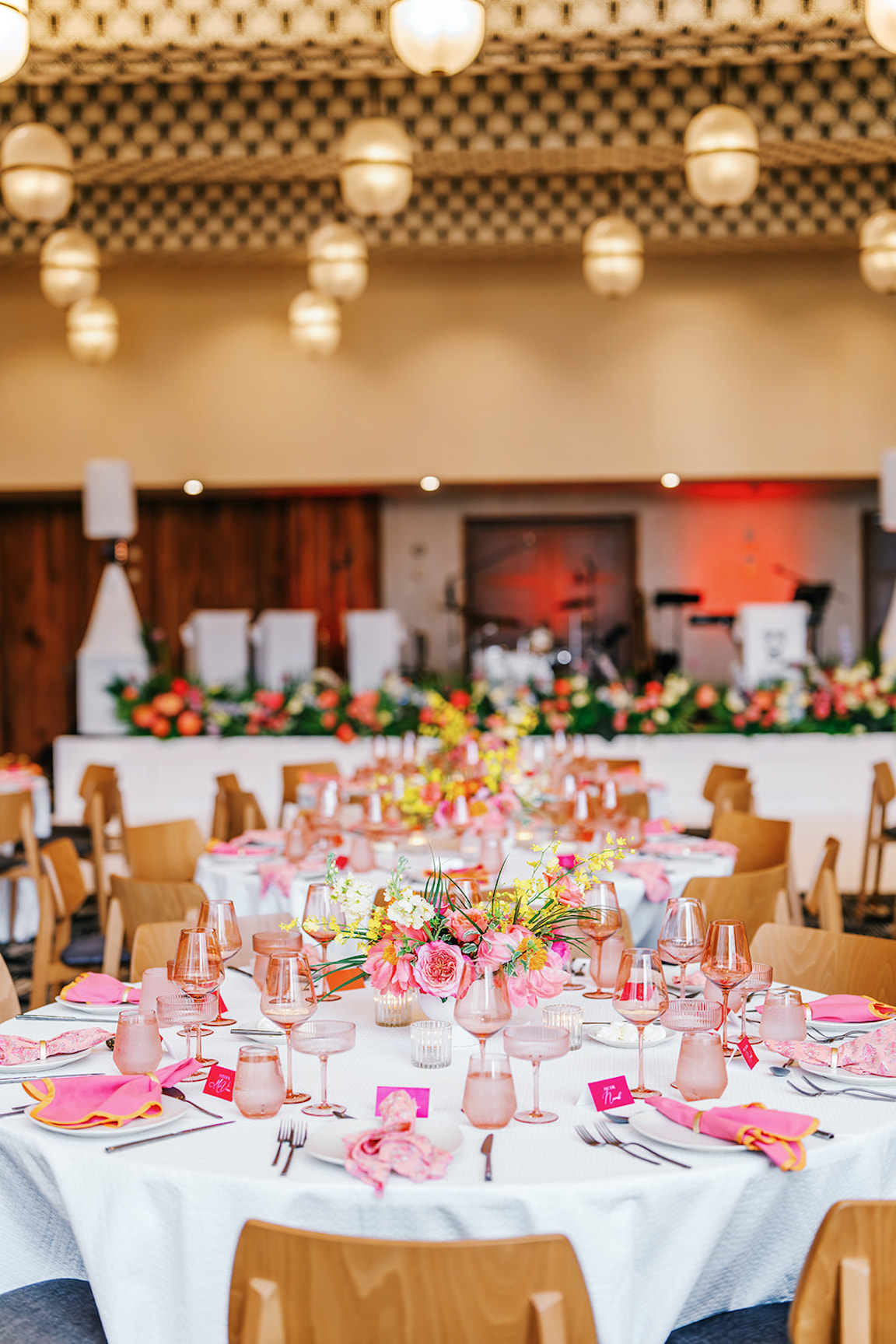 lush vibrant flowers for a wedding at the austin proper reception details