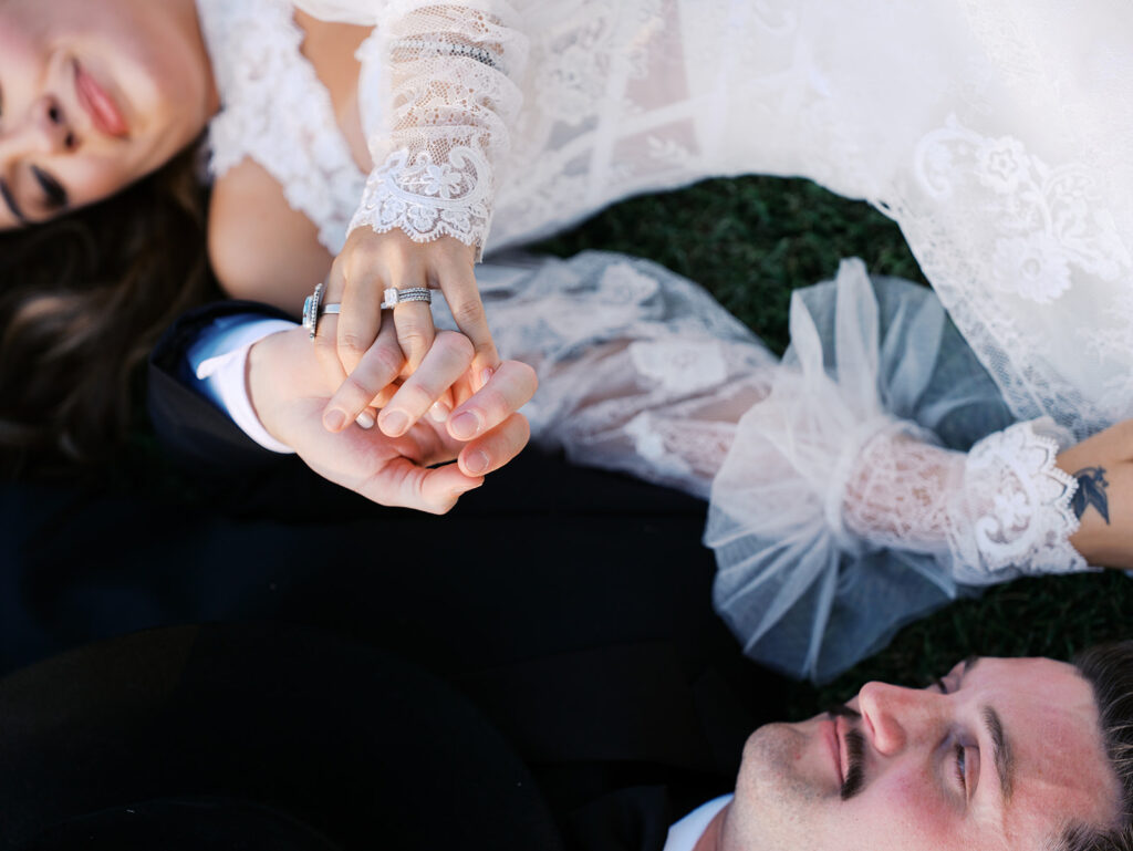Bride and groom at The Adelphia wedding editorial in Lampasas, TX, surrounded by romantic florals and southern charm
