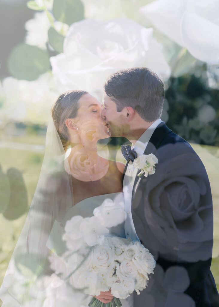 Bride and groom portraits in golden hour light during elegant Texas wedding photography