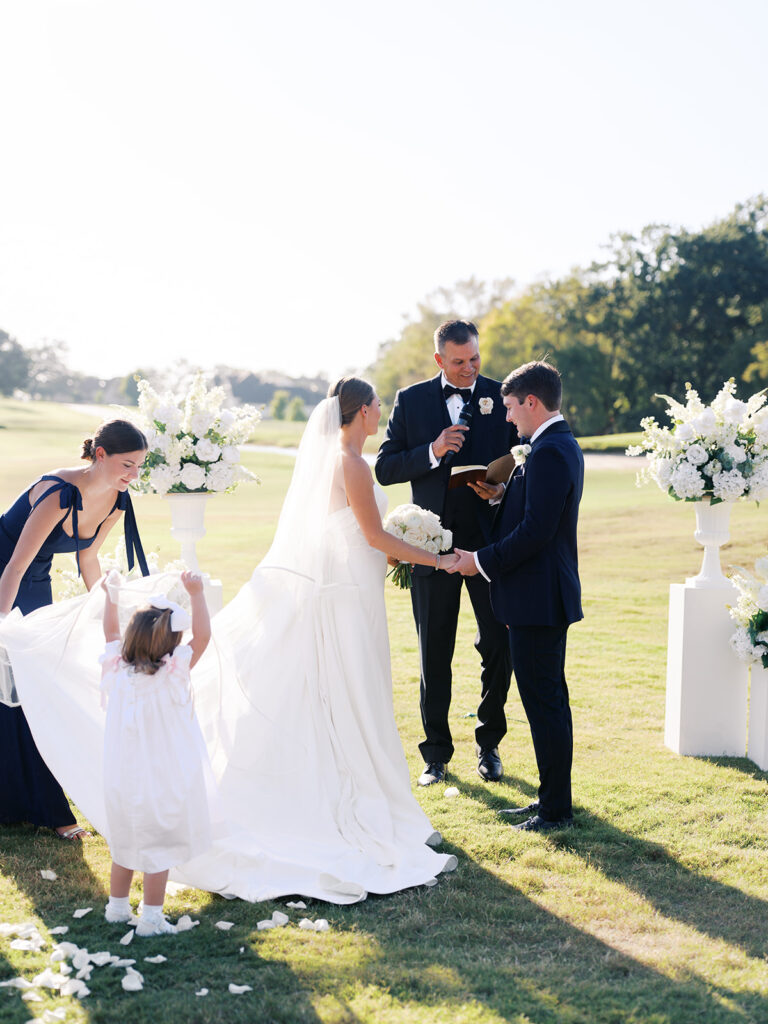 Elegant Texas wedding ceremony surrounded by family and friends