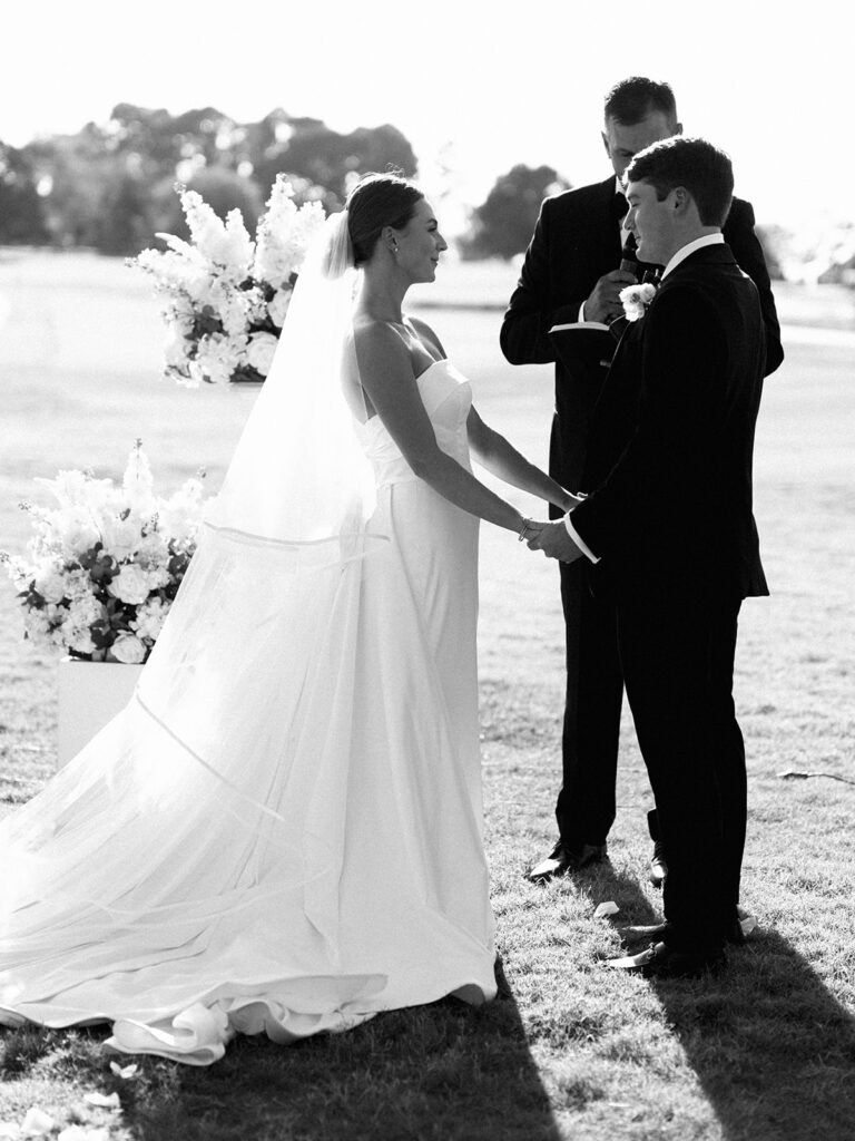 Elegant Texas wedding ceremony surrounded by family and friends