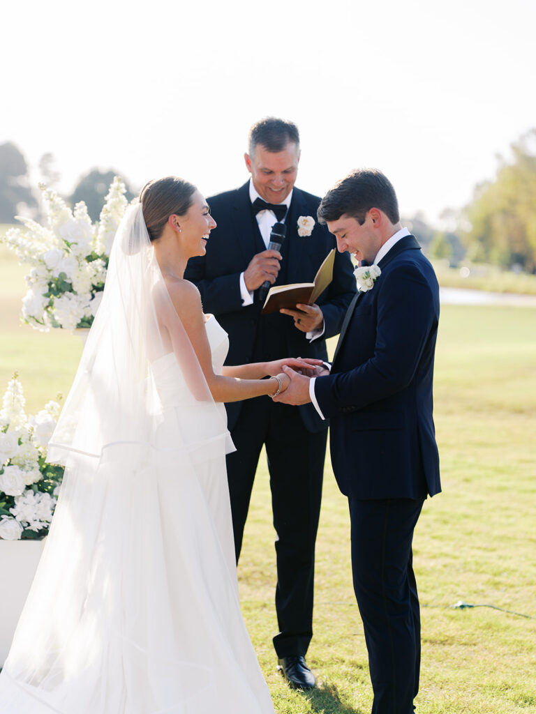 Elegant Texas wedding ceremony surrounded by family and friends