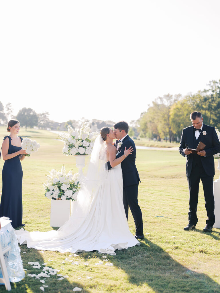 Elegant Texas wedding ceremony surrounded by family and friends