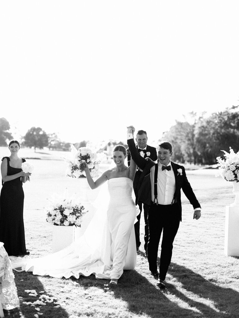 Elegant Texas wedding ceremony surrounded by family and friends