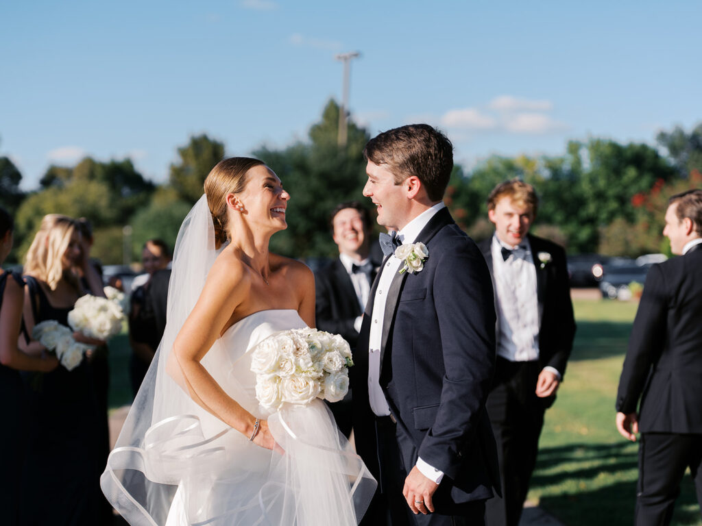 Romantic wedding portraits at country club in Tyler, Texas