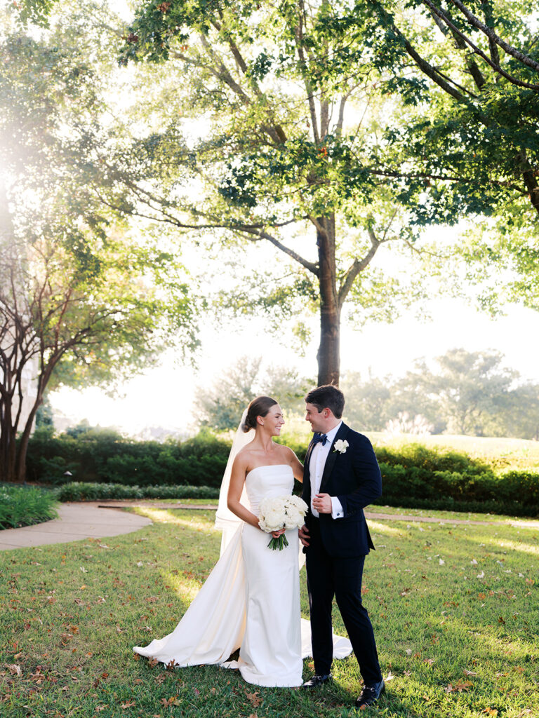 Romantic wedding portraits at country club in Tyler, Texas