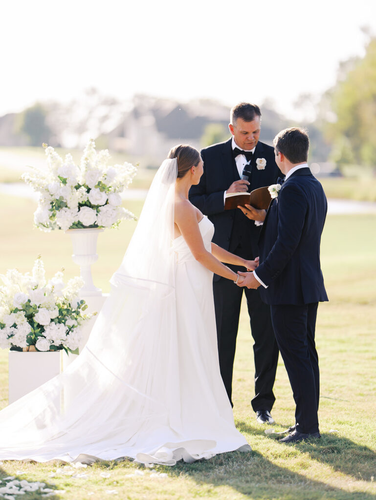 Elegant Texas wedding ceremony surrounded by family and friends