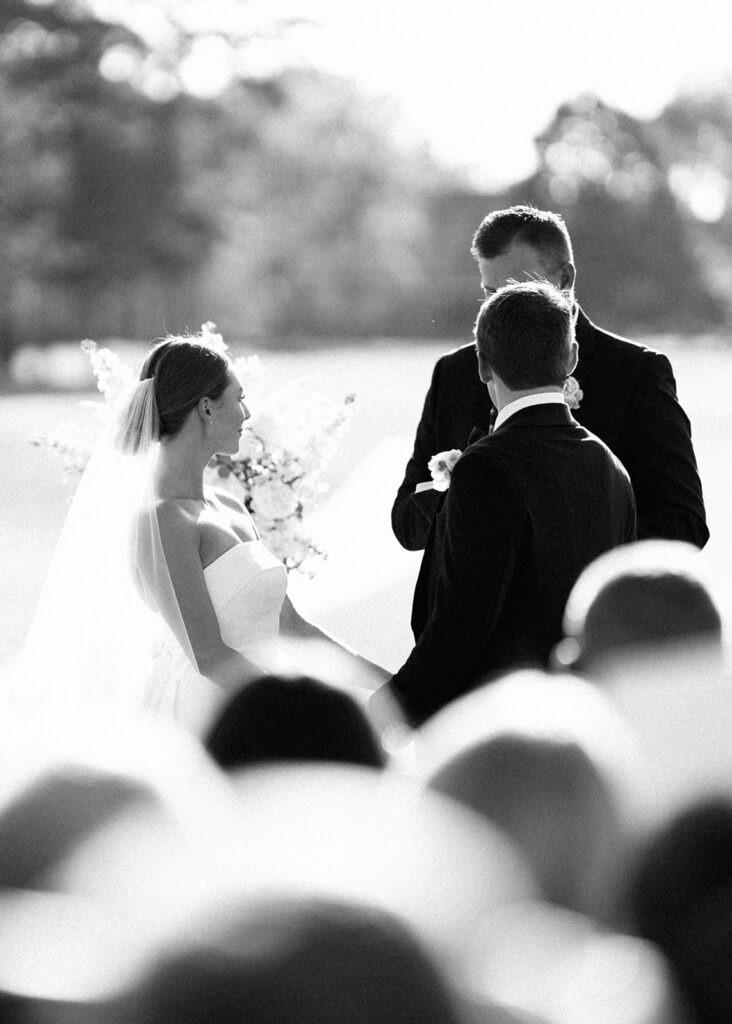 Elegant Texas wedding ceremony surrounded by family and friends