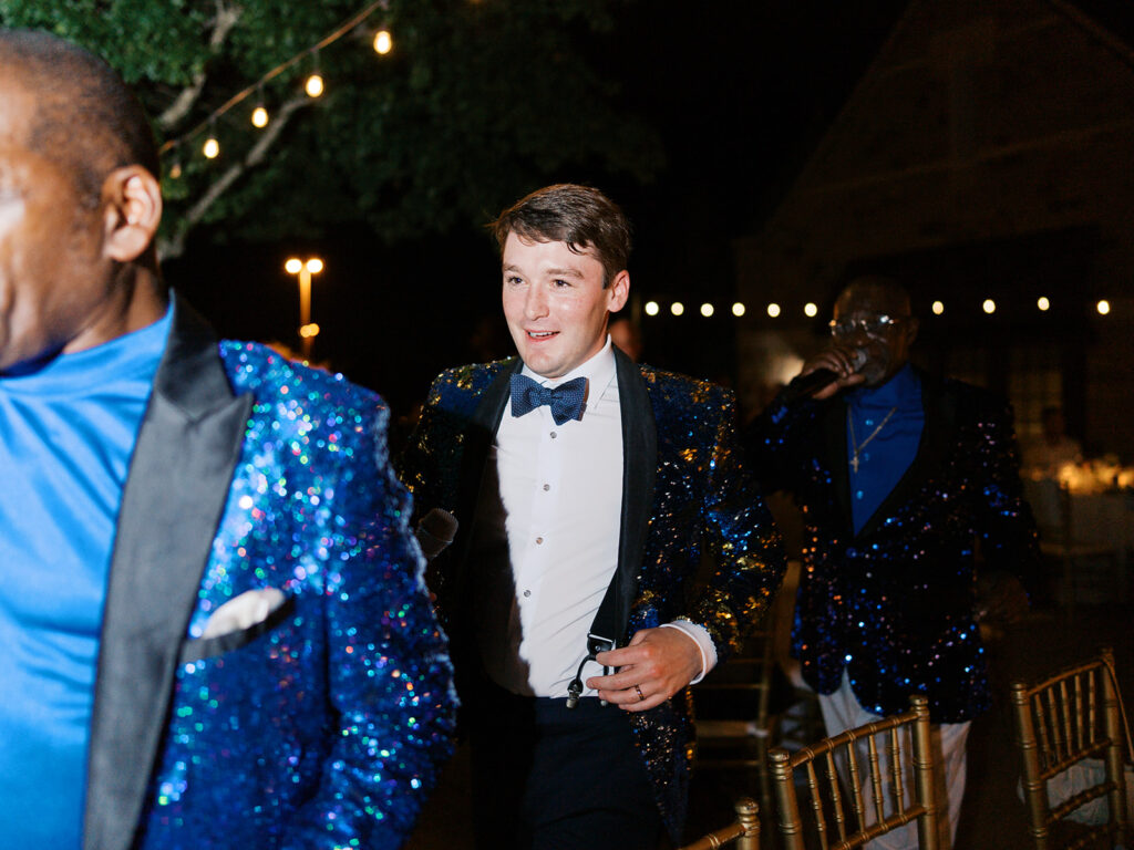 Guests celebrating during lively Texas wedding reception