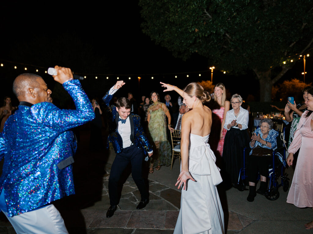 Guests celebrating during lively Texas wedding reception