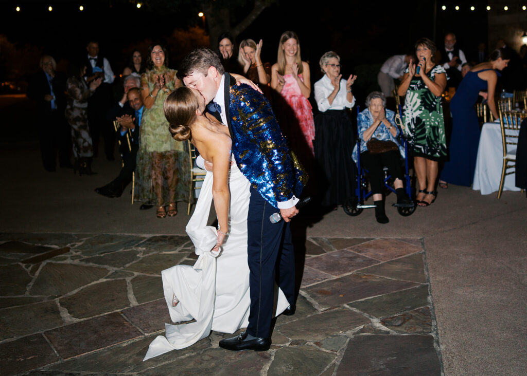 Guests celebrating during lively Texas wedding reception