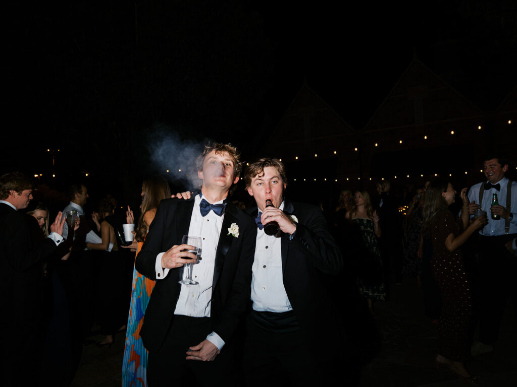 Guests celebrating during lively Texas wedding reception