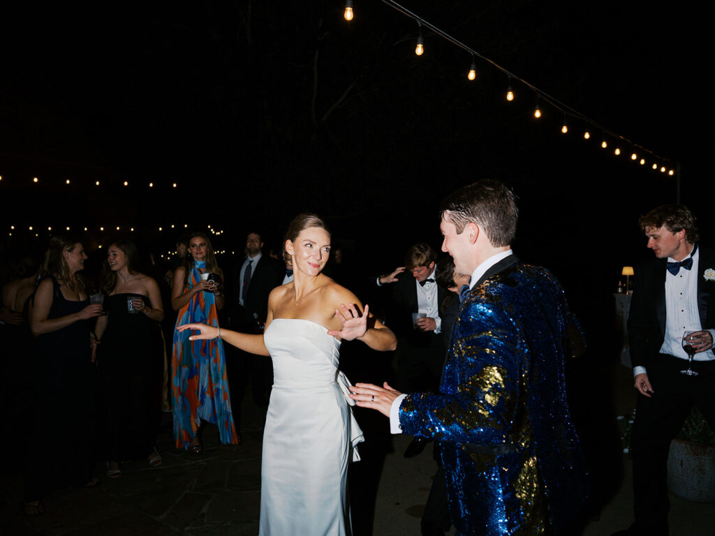 Elegant Texas wedding photography reception surrounded by family and friends