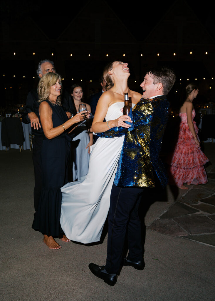 Elegant Texas wedding photography reception surrounded by family and friends