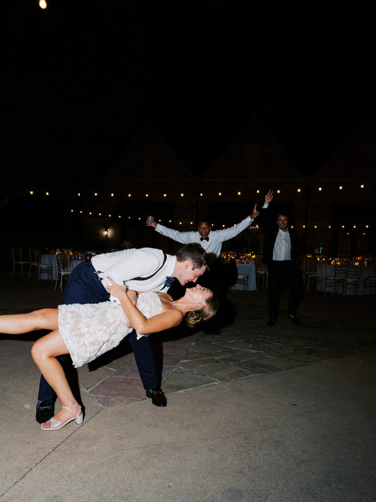 Elegant Texas wedding photography reception surrounded by family and friends