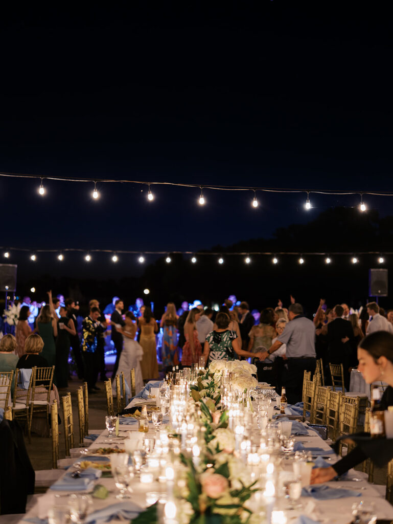 Guests celebrating during lively Texas wedding reception