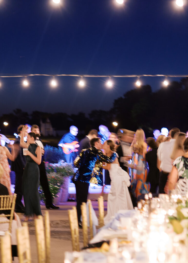 Guests celebrating during lively Texas wedding reception