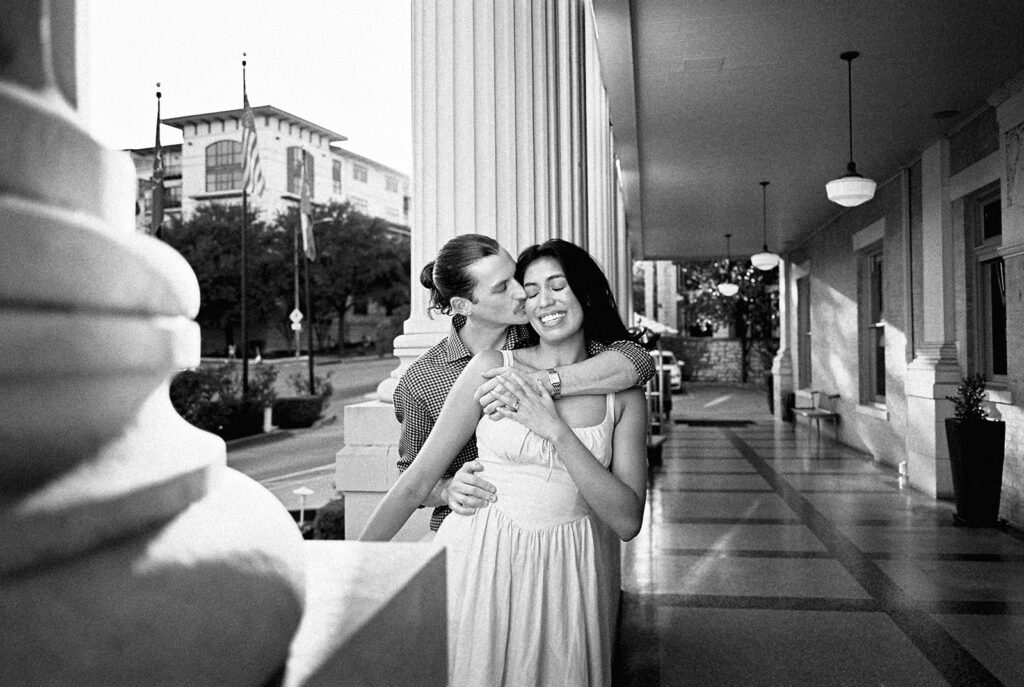 Engagement photography at Hotel Ella Austin captured on film by Kelsey Applebaum Photography