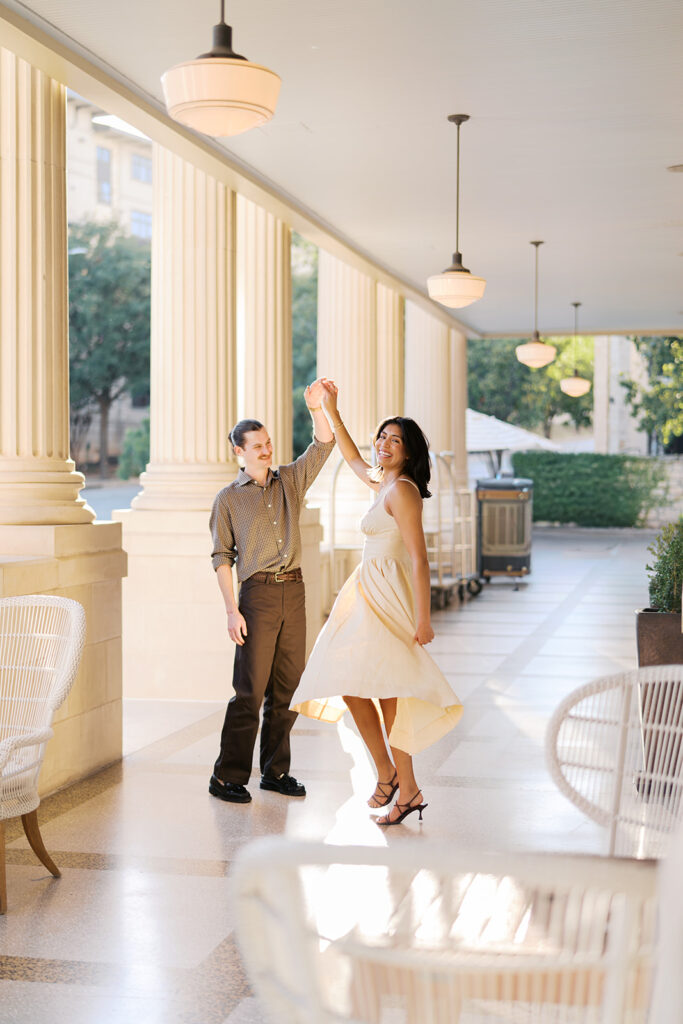 Engagement photography at Hotel Ella Austin captured on film by Kelsey Applebaum Photography
