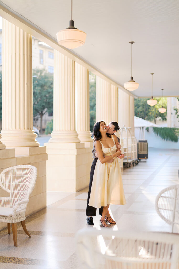 Engagement photography at Hotel Ella Austin captured on film by Kelsey Applebaum Photography