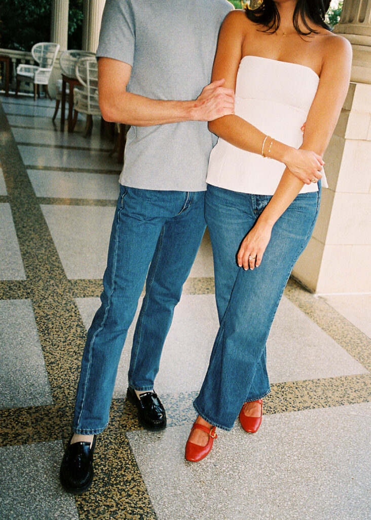 Joyful film-inspired engagement photos at Hotel Ella in downtown Austin