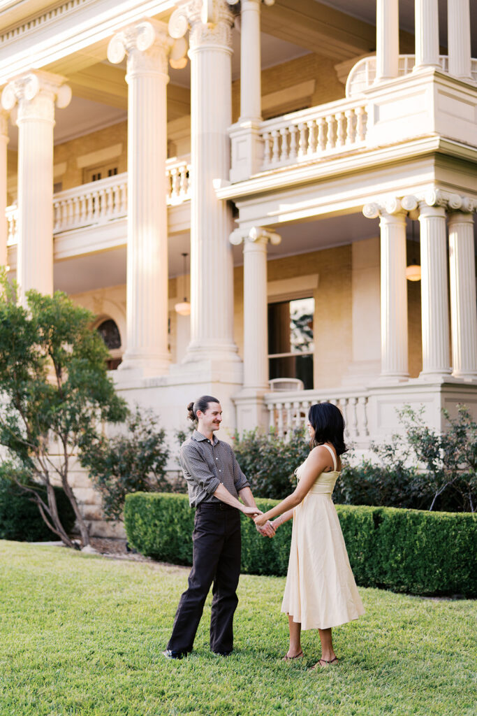 Engagement photography with classic Austin architecture at Hotel Ella