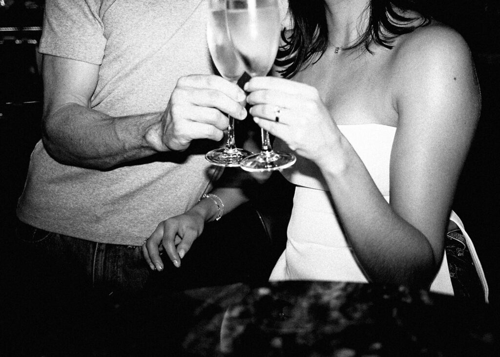 Candid engagement photos at Hotel Ella with joyful couple in Austin Texas