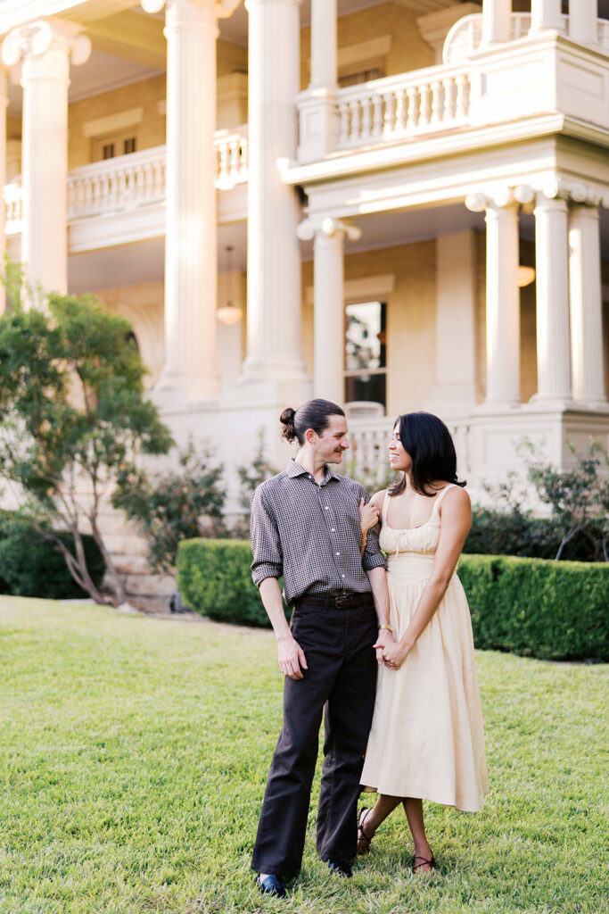 Engagement photography with classic Austin architecture at Hotel Ella