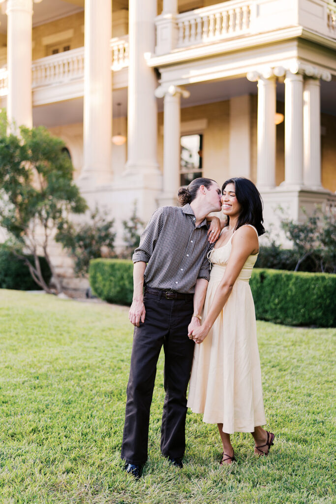 Engagement photography with classic Austin architecture at Hotel Ella