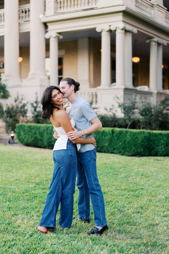 Joyful film-inspired engagement photos at Hotel Ella in downtown Austin