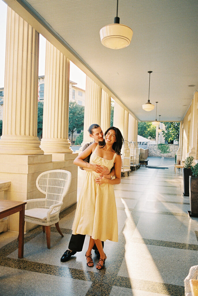 Engagement photography at Hotel Ella Austin captured on film by Kelsey Applebaum Photography