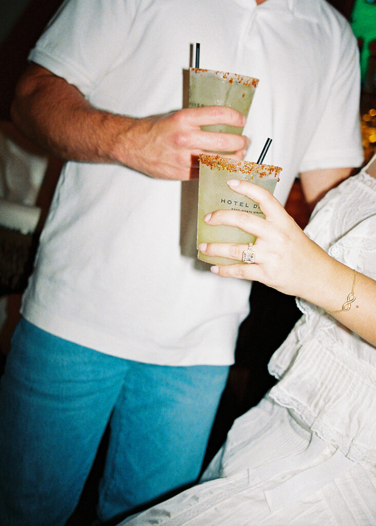 Engagement session at Hotel Drover with film and digital photography mix