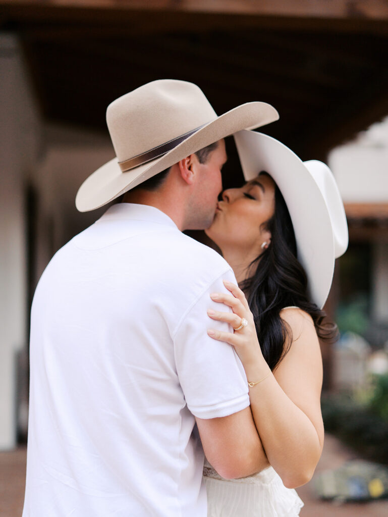 Playful couple laughing together during Fort Worth engagement photos