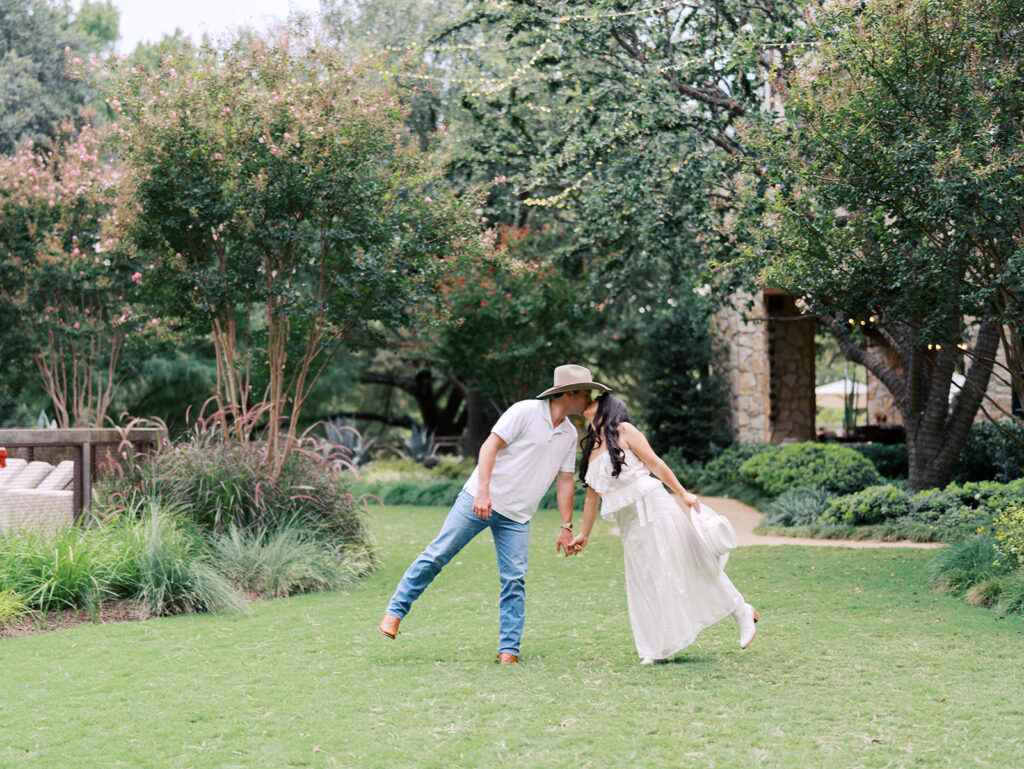 Engagement photos at Hotel Drover Fort Worth captured by Kelsey Applebaum Photography