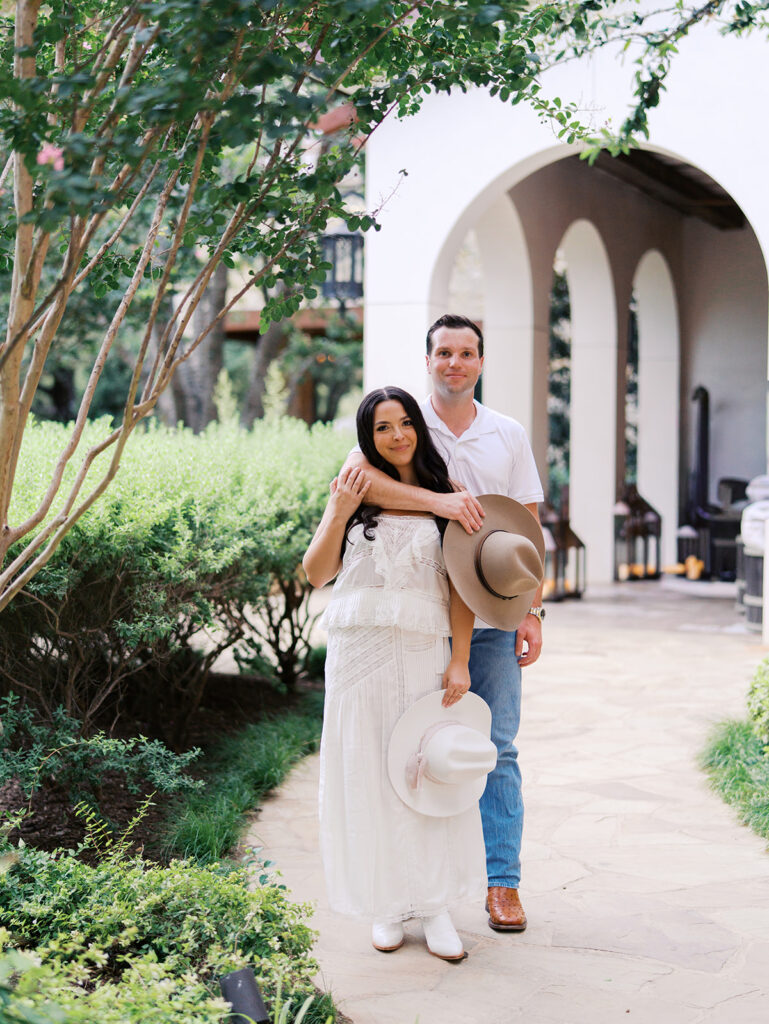 Engagement photos at Hotel Drover Fort Worth captured by Kelsey Applebaum Photography