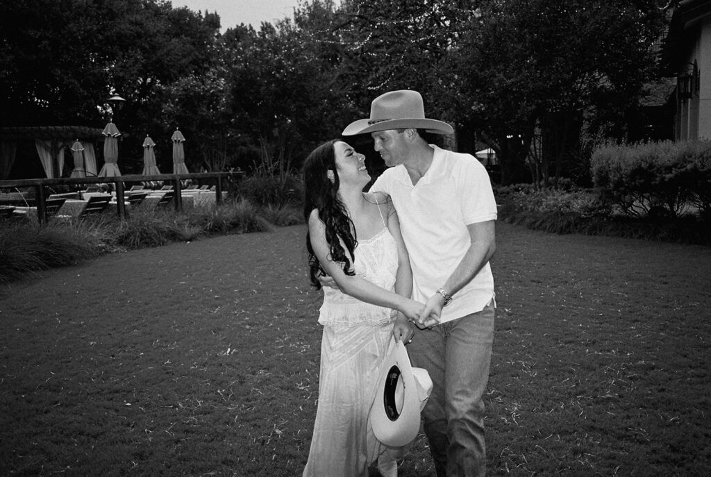 Engagement photos at Hotel Drover Fort Worth captured by Kelsey Applebaum Photography