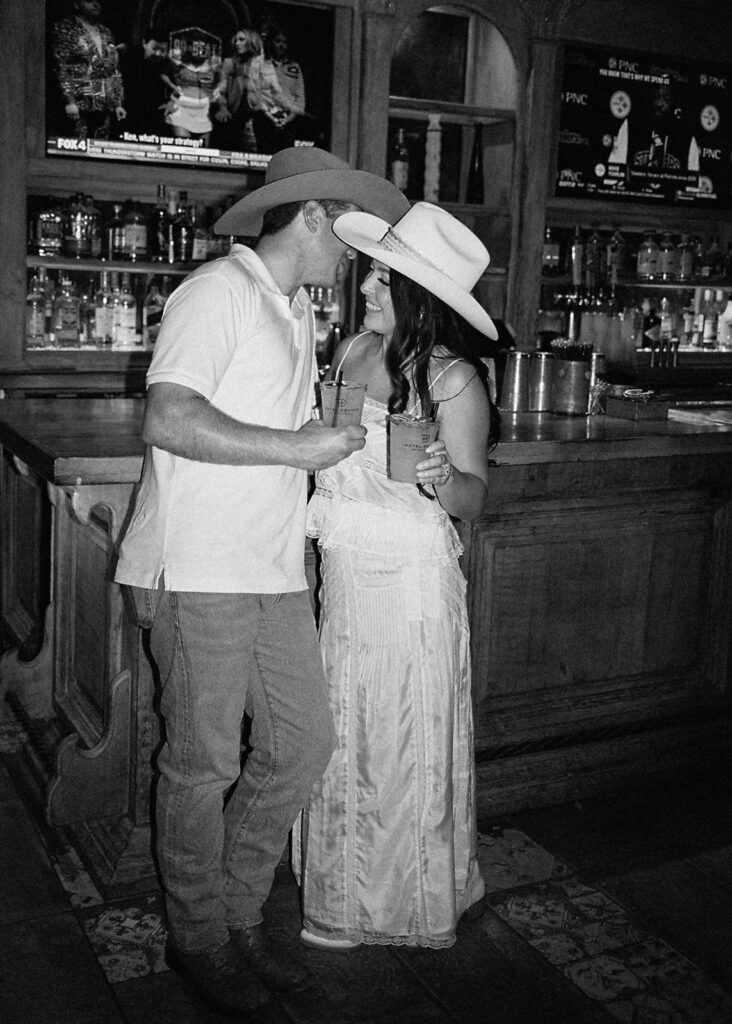 Engagement session at Hotel Drover with film and digital photography mix