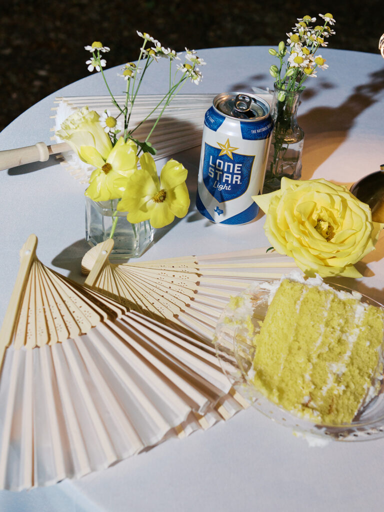 Guests celebrating at outdoor wedding reception in Austin Texas