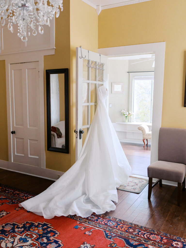 Bride getting ready on wedding morning at The Winfield Inn