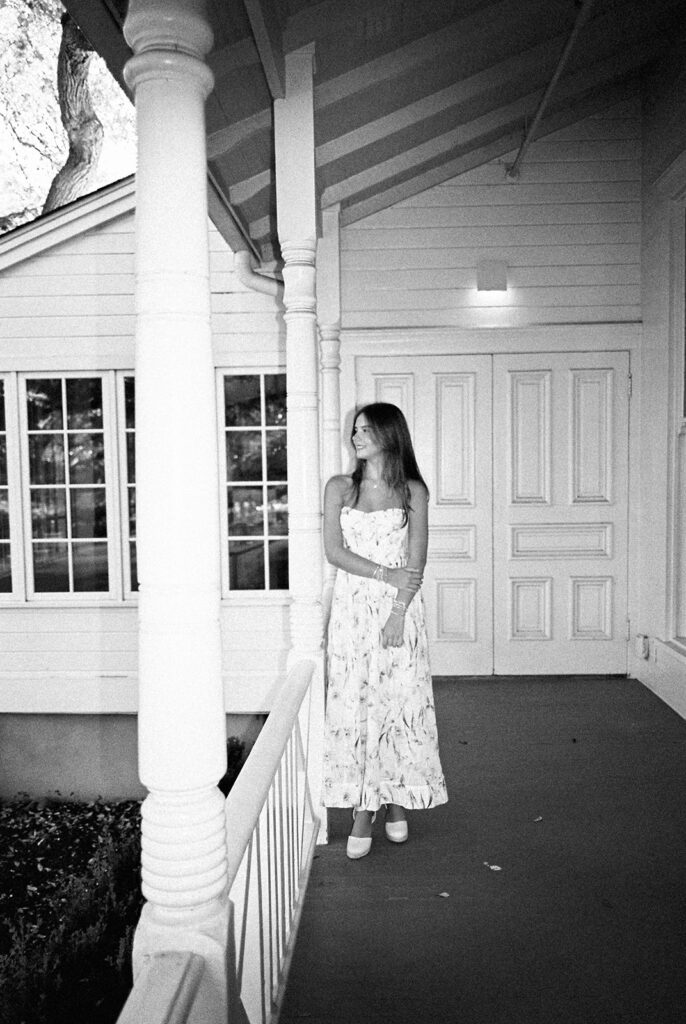 Editorial-inspired Austin senior photo at Mattie’s captured on 35mm film