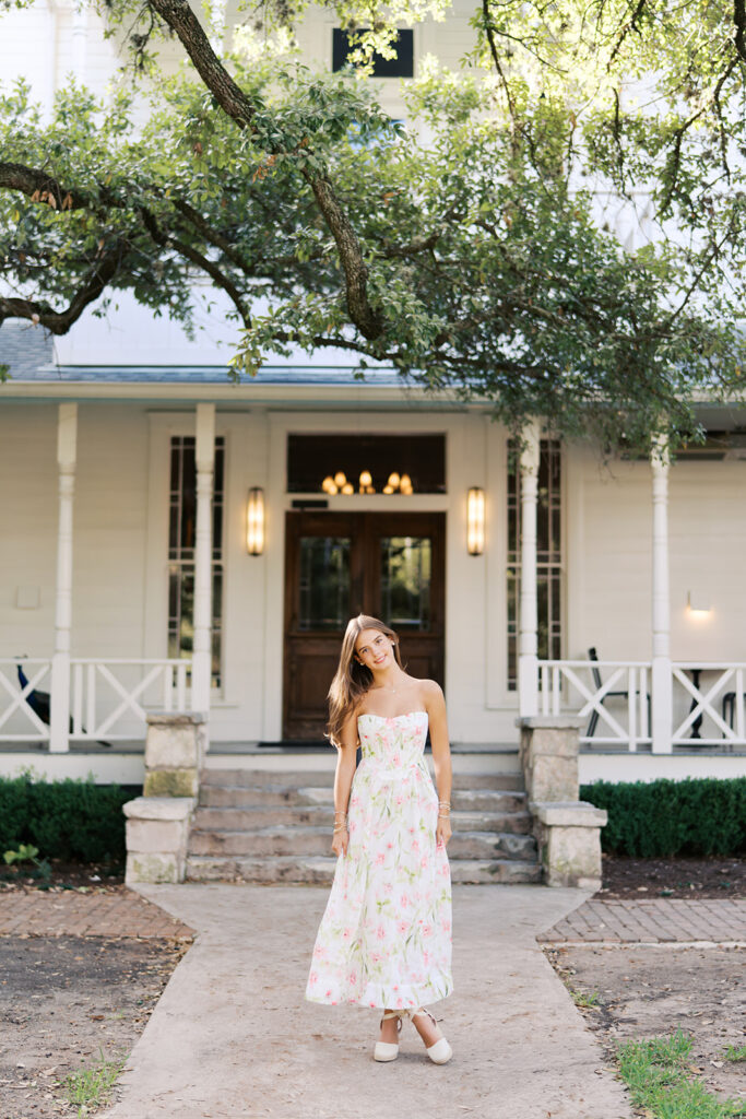 Editorial-inspired Austin senior photo at Mattie’s captured on 35mm film