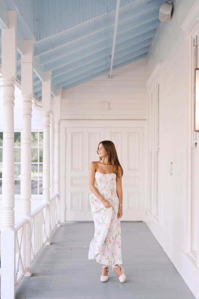 Editorial-inspired Austin senior photo at Mattie’s captured on 35mm film