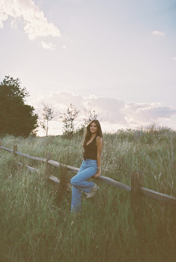 Sunset film portrait of Julep at Commons Ford during her senior photography session in Austin TX
